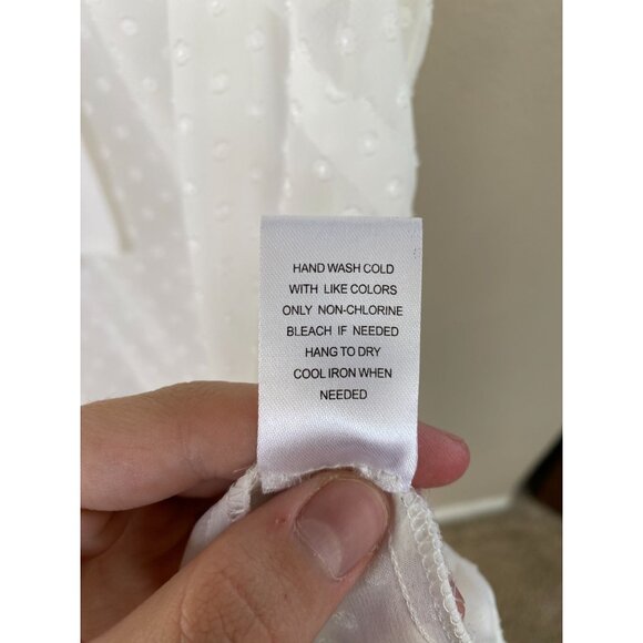 Daniel Rainn Sleeveless Polka Dot Tie-Neck Blouse Womens M Sheer White Polyester - Picture 6 of 7